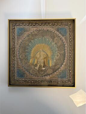 Vintage Burmese Kalaga Embroidered Tapestry- 19.5”x 19.5”